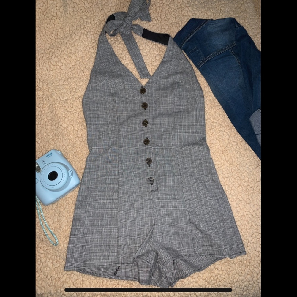Button-Up Halter Neckline Romper